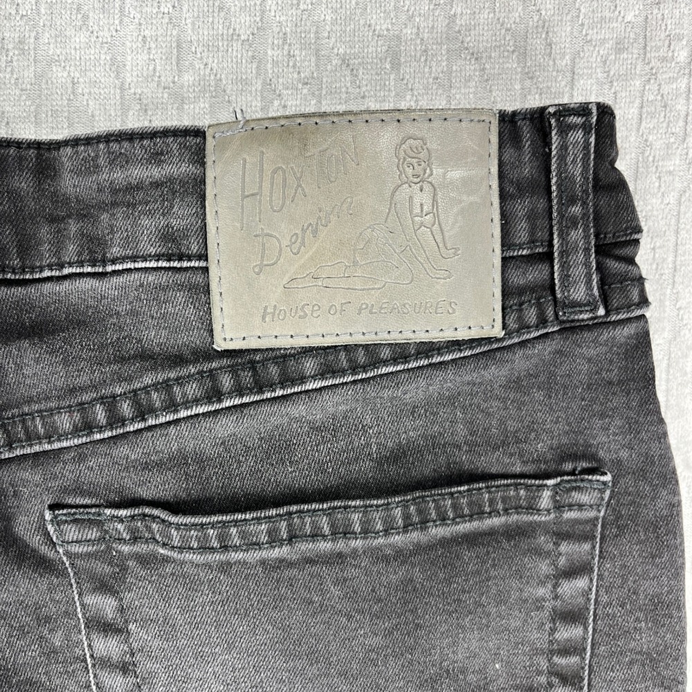 Hoxton Denim Super Skinny Goth Core Punk Jeans Men 34x34 (30X33 Black Distressed - Picture 10 of 15